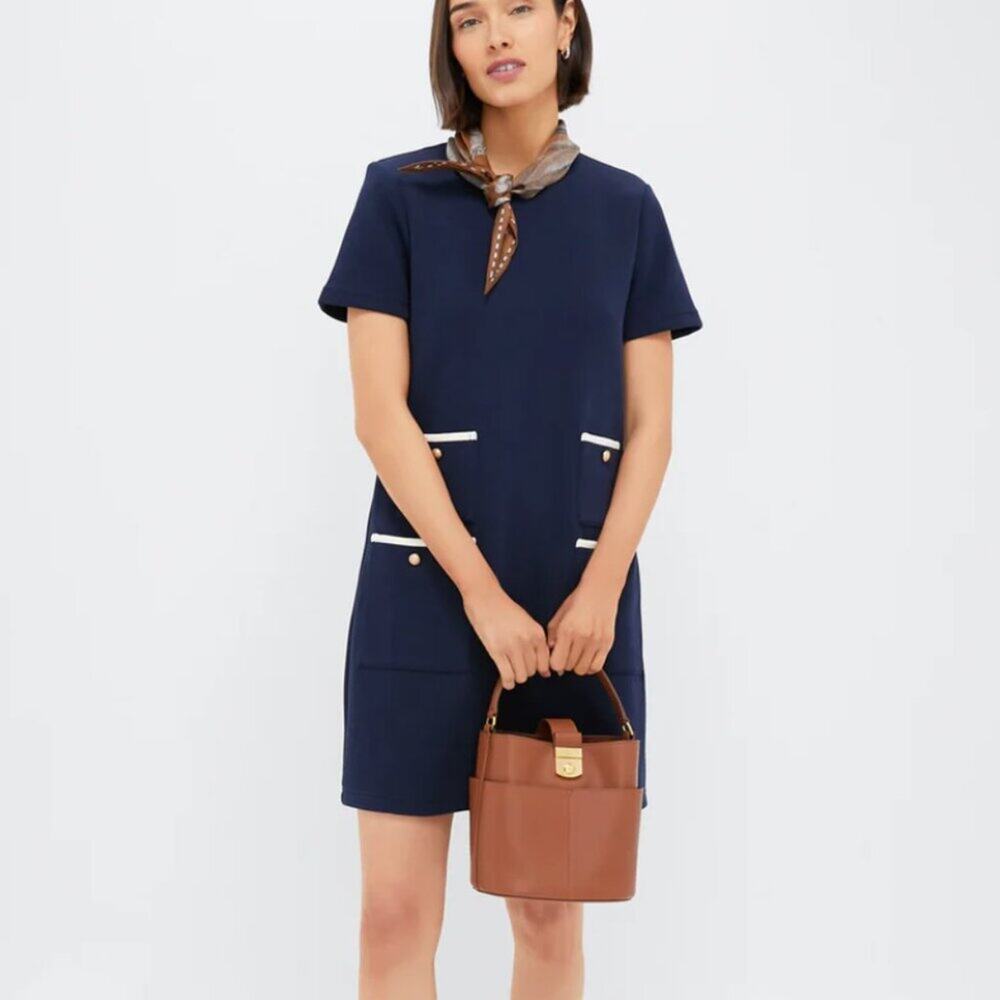 Tuckernuck Francois Shift Dress Short Sleeve Navy Medium